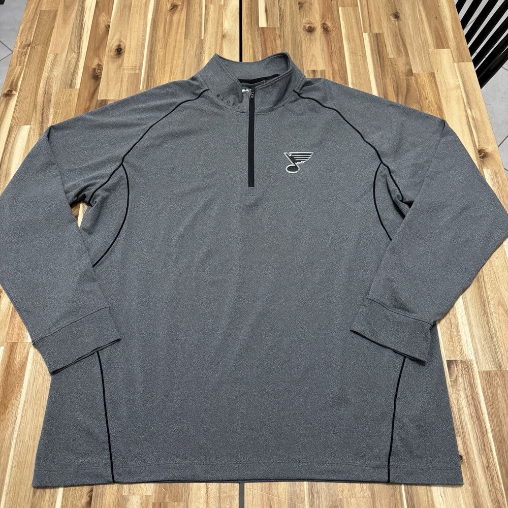St Louis Blues Pullover Mens XL Gray Levelwear‎ 1/4 Zip NHL Hockey Stretch